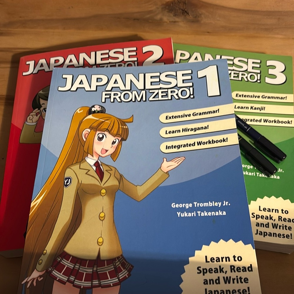 Japanese from zero three books and two pens